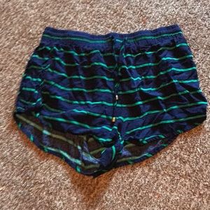 Blue and green striped shorts